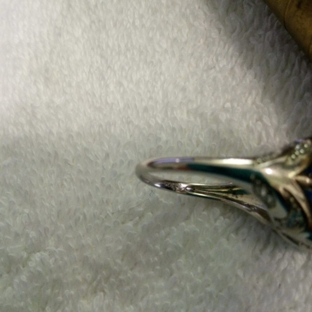 Sterling Silver CZ setting Large Light Blue Stone Ring Fancy Size 9 Cocktail - Picture 8 of 12